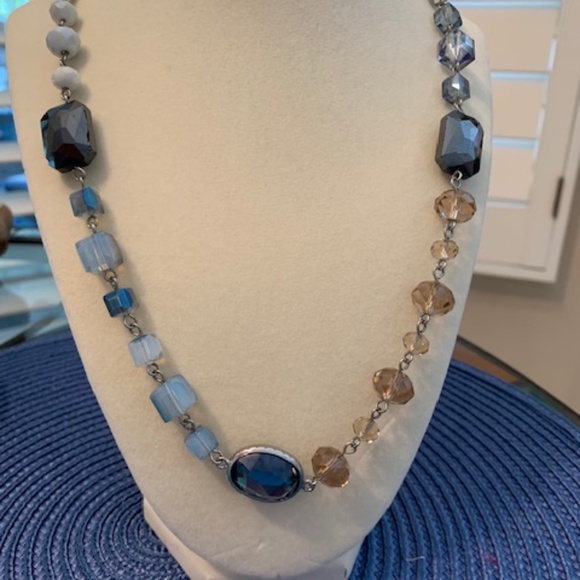 Shades of Blue and Gold Sparkle Necklace by Chico's - Picture 2 of 7